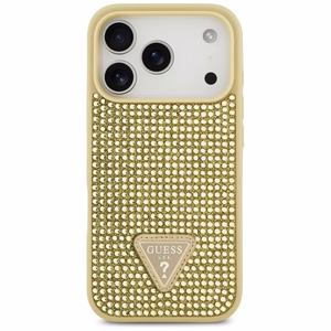 Guess Rhinestone Triangle Logo viedtālruņa apvalks iPhone 17 Pro - zelta