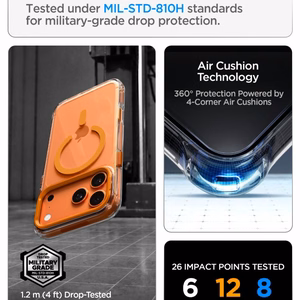 Spigen Ultra Hybrid Optik S MagSafe maciņš iPhone 18 Pro / 17 Pro, caurspīdīgs oranžs