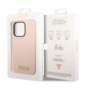 Guess Silicone Logo Plate MagSafe maciņš iPhone 14 Pro, rozā