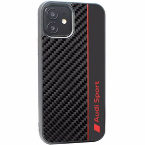 Audi Oglekļa šķiedras svītra iPhone 11 / Xr 6.1" melns/melns cietais apvalks AUS-TPUPCIP11-R8/D1-BK