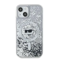 Karl Lagerfeld Šķidrais spīdums Choupette Head Magnētiskais viedtālruņa apvalks iPhone 15 Plus / 14 Plus – caurspīdīgs