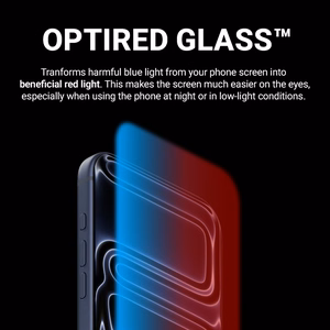 Crong OptiRed Glass rūdīta stikla ekrāna aizsargs ar zilās gaismas filtru, paredzēts iPhone 17 Pro