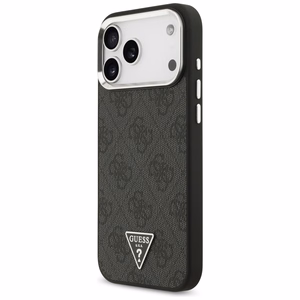Guess 4G Triangle Logo MagSafe maciņš modelim iPhone 17 Pro Max / 18 Pro Max – melns un sudraba krāsā