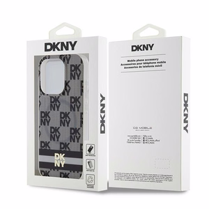 DKNY IML rūtainā mono raksta un drukāto svītru magnētiskais viedtālruņa apvalks iPhone 15 Pro – melns