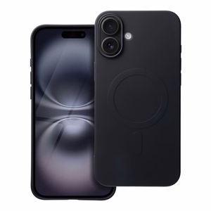 Чехол силиконовый Mag Cover (большое отверстие) (MagSafe) для iPhone 16 Plus чёрный