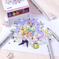 Divpusējie marķieru pildspalvas ARRTX Oros, 12 krāsas, pasteļtoņi