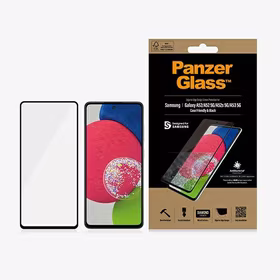 PanzerGlass E2E Microfracture antibakteriālais stikls Samsung Galaxy A52 / A52 5G / A53 5G - ar melnu rāmi