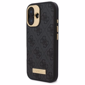 Guess 4G logotipa plāksnītes Magnētiskais iPhone 16 viedtālruņa apvalks – melns