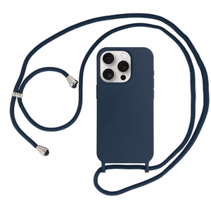 Strap Silicone Case for iPhone 15 Plus Design 1 Navy