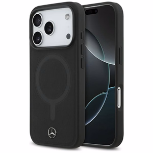 Mercedes Gludas Ādas Magnētiskais viedtālruņa apvalks iPhone 17 Pro - melns