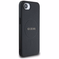 Guess PU Grained Classic Logo viedtālruņa apvalks iPhone 16e ar MagSafe - melns