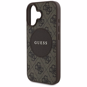 Guess 4G Circle Classic Logo Magnētiskais viedtālruņa apvalks iPhone 16 - brūns