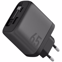 Tīkla lādētājs Energea Ampcharge Arc 65 USB-A/USB-C + satīšanās kabelis USB-C PD/PPS/QC3.0 GaN gunmetal