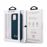 Guess GUHCP12LLSLMGBL iPhone 12 Pro Max 6.7" zils/zils cietais apvalks Metal Logo Script