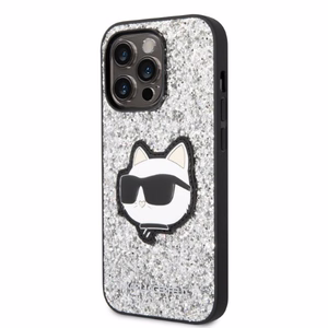 Karl Lagerfeld KLHCP14LG2CPS iPhone 14 Pro 6.1" sudraba/sudraba cietais apvalks Spīdumi Choupette uzlīme