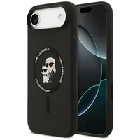 Karl Lagerfeld silikona Karl&Choupette gredzens magnētiskais viedtālruņa apvalks iPhone 17 Air - melns