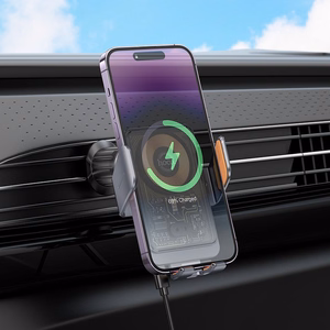HOCO auto turētājs ar bezvadu uzlādi gaisa ventilācijai 15W HW7 pelēks