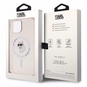 Karl Lagerfeld IML Choupette Magnētiskais viedtālruņa apvalks iPhone 15 - rozā
