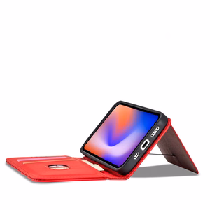 Magnētiskais karšu apvalks iPhone 12 Pro Max maciņš karšu maks karšu turētājs sarkans