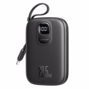 Portatīvais lādētājs Joyroom JR-PBF18 melns 10000mAh 22.5W PD / QC3.0 + integrēts Lightning kabelis + Type-C kabelis