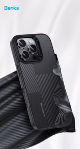 Benks Montage magnētiskais Armor Pro Kevlar apvalks ar metāla rāmi 600D+1500D (MF65) iPhone 16 Pro melns (ar kameras vadības pogu)