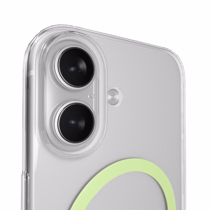 Чехол Puro Lite Mag TPU+PC совместимый с MagSafe для iPhone 17 - прозрачный с зелёным кольцом