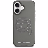 Karl Lagerfeld IML Rhinestones Karl Head apvalks iPhone 16 Pro melns