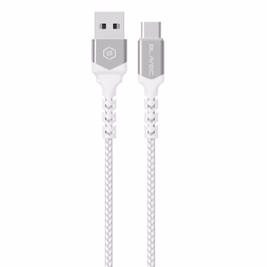 Blavec kabelis Raptor pīts - USB uz Type C - 3A 1 metrs Apple CarPlay/Android Auto (CRA-UC3WS10) balts-sudraba