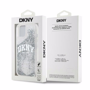 DKNY šķidrā spīduma lielā logotipa viedtālruņa apvalks iPhone 15 / 14 / 13 - balts