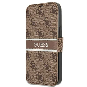 Guess GUBKP13L4GDBR iPhone 13 Pro / 13 6.1" brūns/brūns grāmatas tipa viedtālruņa apvalks 4G Stripe