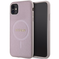 Guess GUHMN61PSAHMCP viedtālruņa apvalks iPhone 11 / Xr - rozā Saffiano Magnētiskais