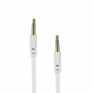 Kabelis AUX Jack 3,5 mm (vīriešu) uz Jack 3,5 mm (vīriešu) kastītē 1 m balts
