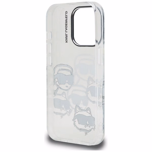 Karl Lagerfeld IML daudzkrāsains K&C galvas raksts apvalks iPhone 16 Pro Max - caurspīdīgs