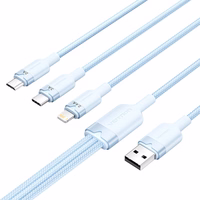 USB 2.0 A-3in1 3A kabelis Vention CTPLG 1,5M (zils)