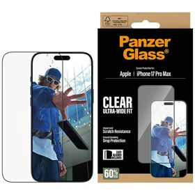 PanzerGlass īpaši plats EasyAligner rūdītais aizsargstikls iPhone 17 Pro Max viedtālrunim