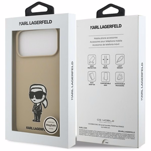 KARL LAGERFELD viedtālruņa apvalks IPHONE 17 Pro Max ar MagSafe saderīgs (silikona ar KL zīmējumu un logotipu) - brūns