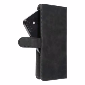Universāls grāmatas tipa viedtālruņa apvalks COMMON izmērs XL, paredzēts SAMSUNG A12 / A13 4G / A34 5G / A02s / XIAOMI Redmi 12 4G / 12C / NOTE 12 4G / 12 PRO 5G / OPPO A53s / A72 / A92, melns