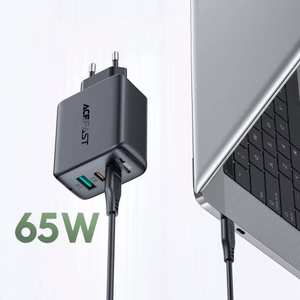 Lādētājs Acefast A13 melns 65W (2xPD / 1xQC3.0) + Type-C / Type-C 120cm kabelis