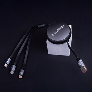 Forever 3in1 kabelis USB - Lightning + 2x USB-C 1,2 m 100W melns