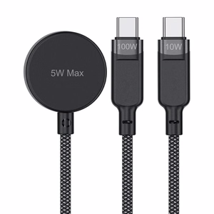 Acefast C6-11 USB-C 3in1 kabelis - 2x USB-C / Qi 480Mb/s 100W 1,2 m - melns