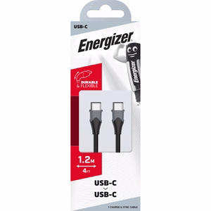 Energizer Classic C611CGBK USB-C–USB-C uzlādes un datu kabelis, 1,2 m, melns