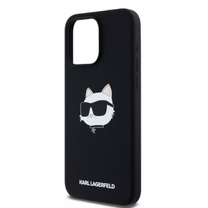 Karl Lagerfeld silikona Choupette Head magnētiskais viedtālruņa apvalks iPhone 15 Pro - melns