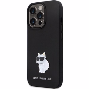 Karl Lagerfeld KLHCP13LSMHCNPK viedtālruņa apvalks iPhone 13 Pro / 13 - melns silikona C metāla piespraude