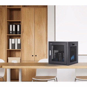 Manhattan Laptop Charging Cabinet Desktop via AC Adapter (EU) 10-bay, Install device's AC Adapter (power cables) into unit, Suitable for ALL laptops (to 16"), iPads, MacBooks, Chromebooks, other portable devices, Bays 380x30x280mm, Cart, Lockable