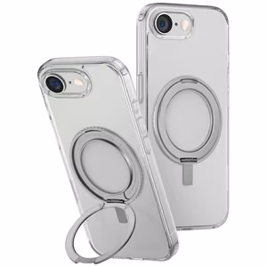 Uniq Swivix 360 grādu rotējošs viedtālruņa apvalks ar statīvu iPhone 16e - caurspīdīgs