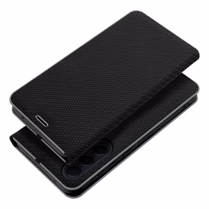 Viedtālruņa apvalks LUNA Book Carbon for Xiaomi Mi 11 Lite 5G / Mi 11 Lite LTE ( 4G ) / Mi 11 Lite NE - melns (m)