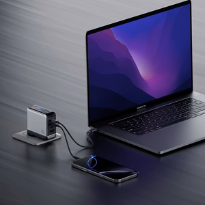 Cuktech AD1204U 120W Wall Charger with Display and USB-C Cable - Silver
