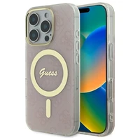Guess IML 4G Magnētiskais viedtālruņa apvalks iPhone 16 Pro - rozā
