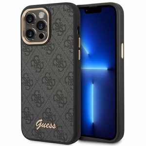 Guess 4G Vintage Gold Logo maciņš iPhone 14 Pro melns