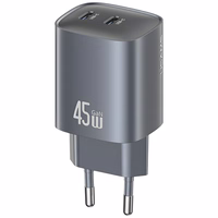 Tīkla lādētājs USAMS CC305 T66 45W GaN 2xUSB-C tarnish
